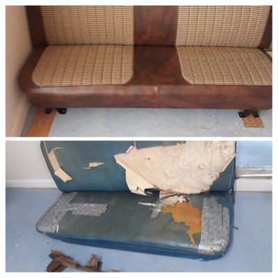 Asiento de Chevy C20 1968 Restaurado y tapizado con materiales clasicos